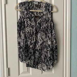 DKNY Sleeveless Asymmetrical B&W Top